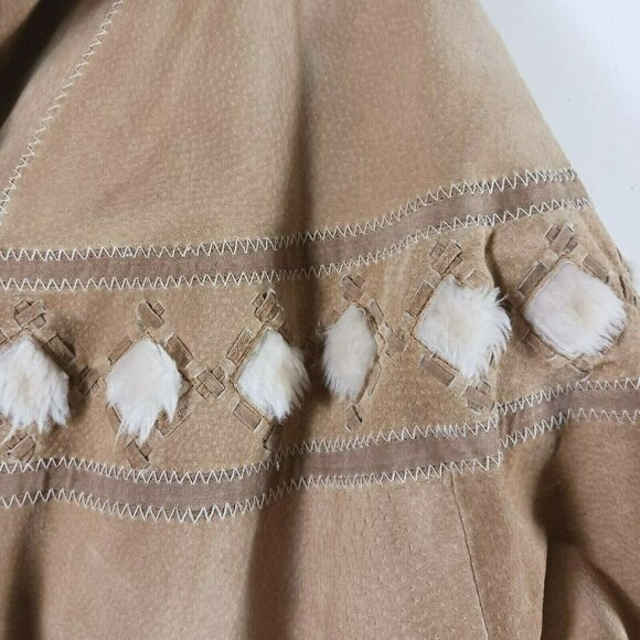 Venezia Leathers Womens Genuine Leather Suede Coat Sherpa Lined Hooded Sz 14/16 - Picture 10 of 12